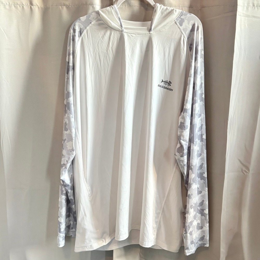 Bassdash Mens Fishing Hoodie 4XL UPF 50+ UV Protection Camo Sleeve Outdoor 20359